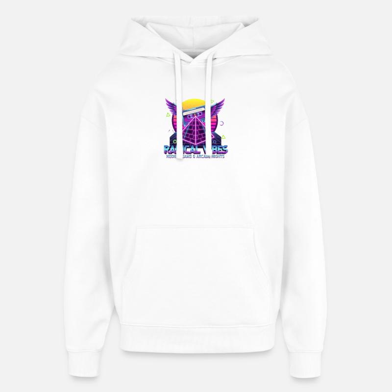 Cassette néon avec ailes et pyramide - Sweat à capuche unisexe Stanley/Stella Oversized - blanc