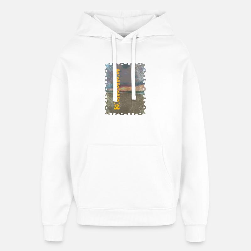 Yellow Totem Pattern on the Beach - Oversized Unisex Hoodie by Stanley/Stella - white