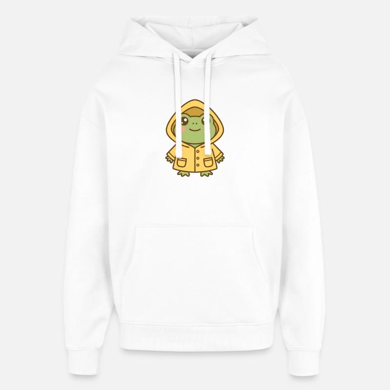 Grenouille avec imperméable - Sweat à capuche unisexe Stanley/Stella Oversized - blanc