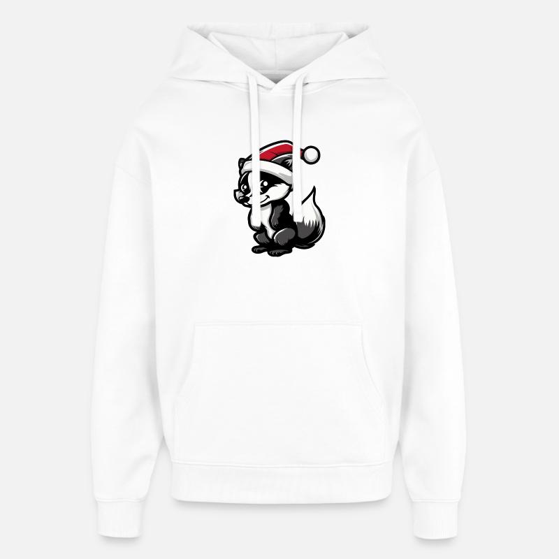 Noël Skunk - Sweat à capuche unisexe Stanley/Stella Oversized - blanc