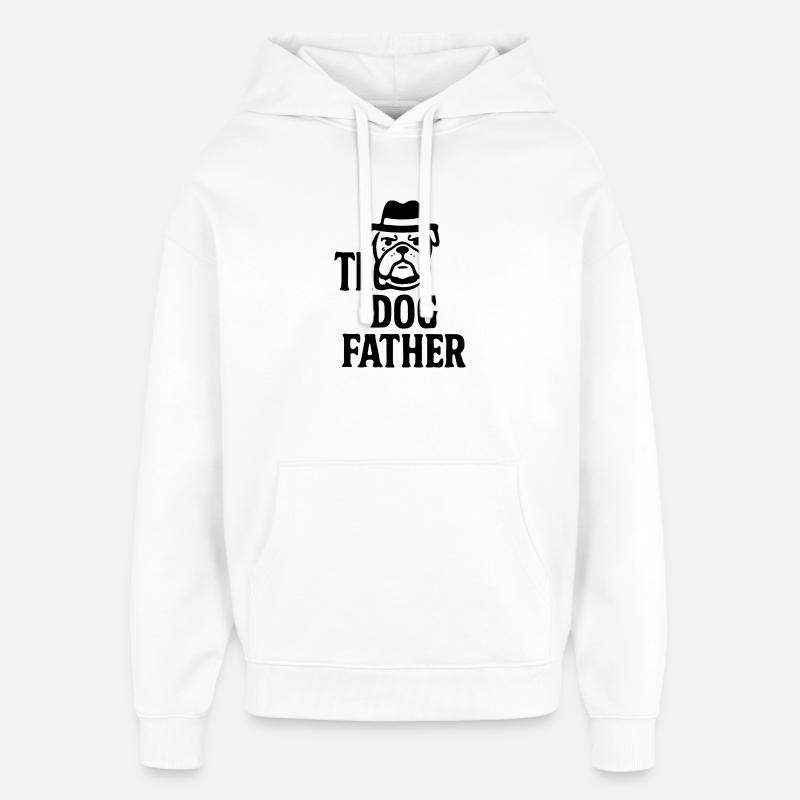 Das Maskottchen-Maskottchen-Design des Hundevaters Bulldoggenhuts - Oversized Unisex Hoodie von Stanley/Stella - Weiß
