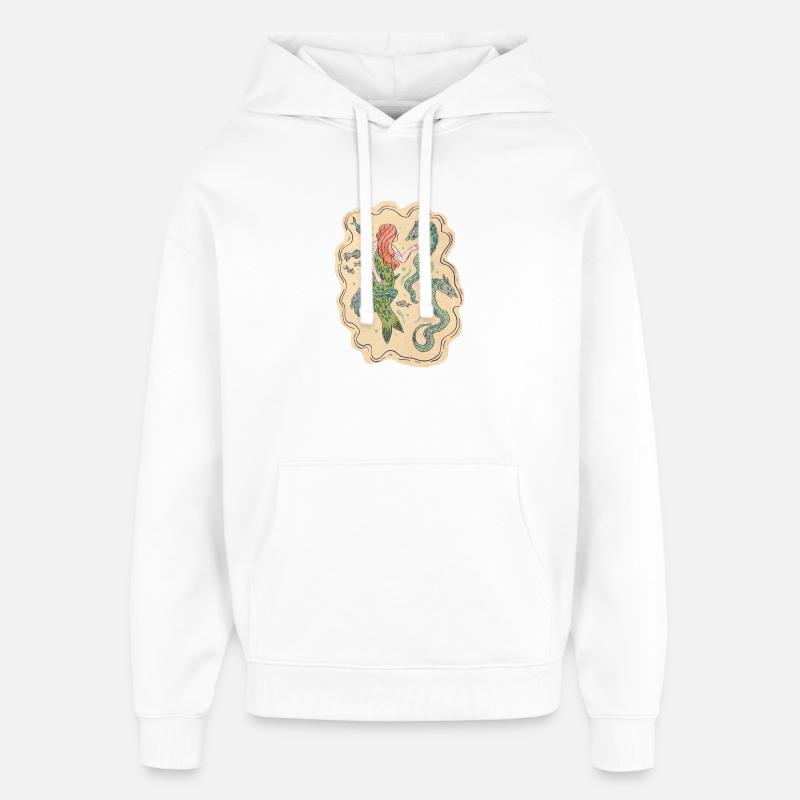 Sirène et Dragons de mer - Sweat à capuche unisexe Stanley/Stella Oversized - blanc