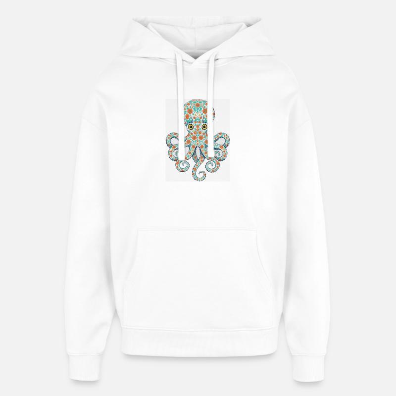 Pieuvre fleurie - Sweat à capuche unisexe Stanley/Stella Oversized - blanc