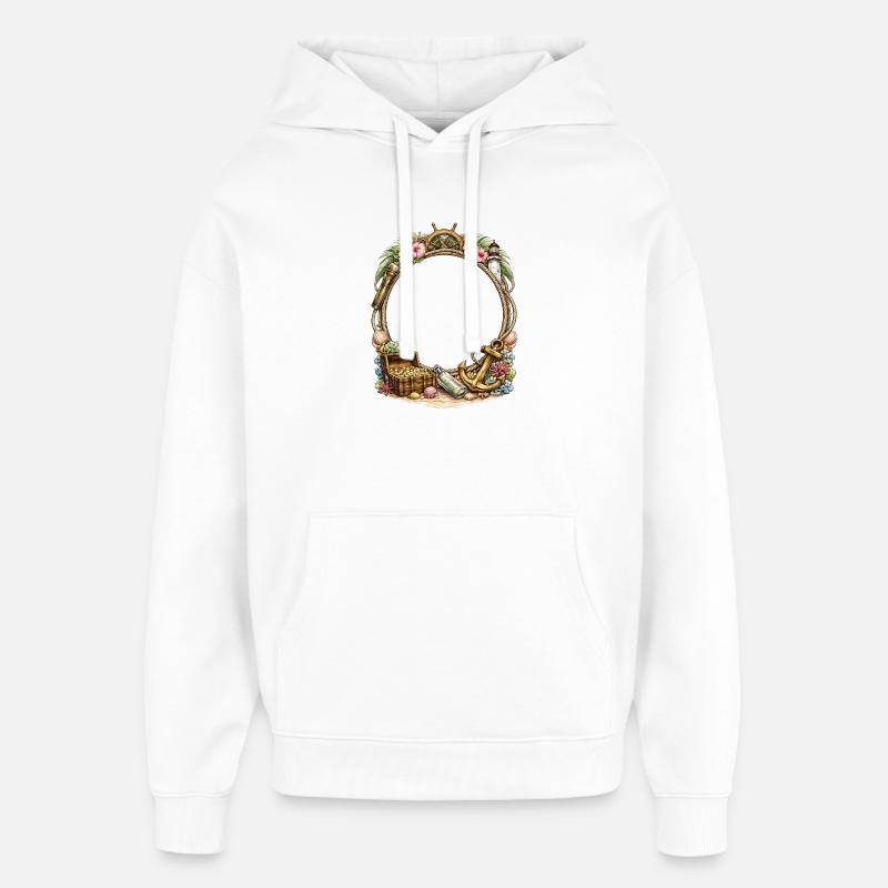 Maritimer Rahmen mit Schatz und Anker - Oversized Unisex Hoodie von Stanley/Stella - Weiß