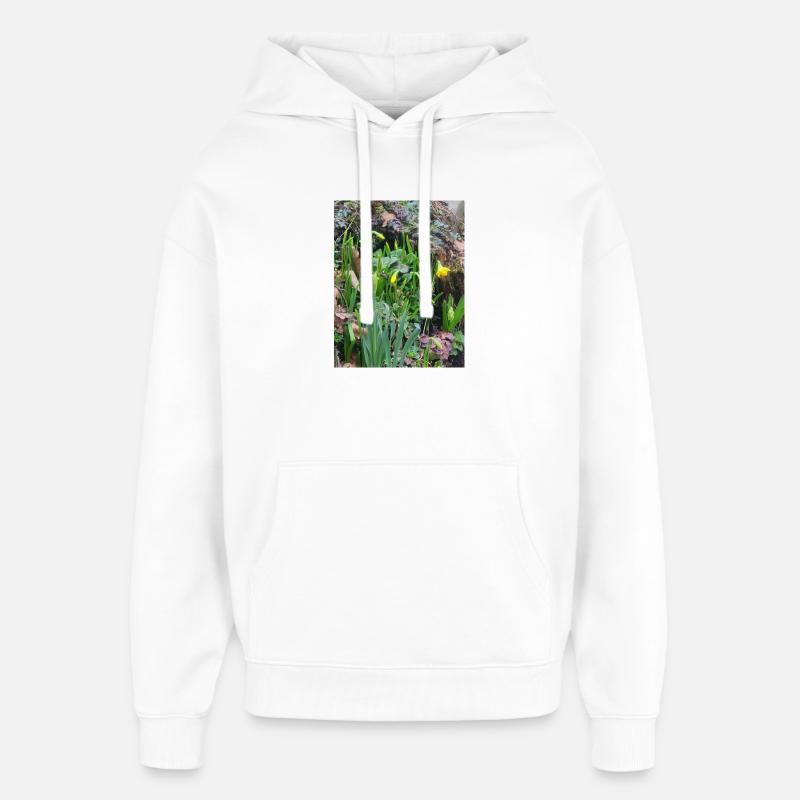 EC Fleurs I jonquille J’offre Printemps - Sweat à capuche unisexe Stanley/Stella Oversized - blanc