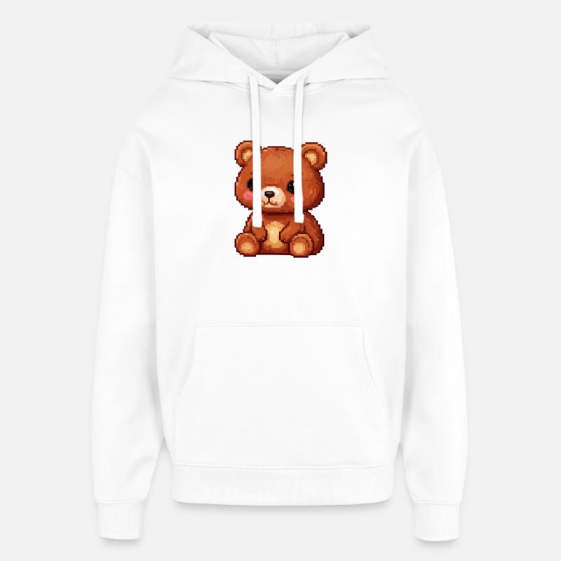 Teddy Bear Pixel Comic - Sweat à capuche unisexe Stanley/Stella Oversized - blanc
