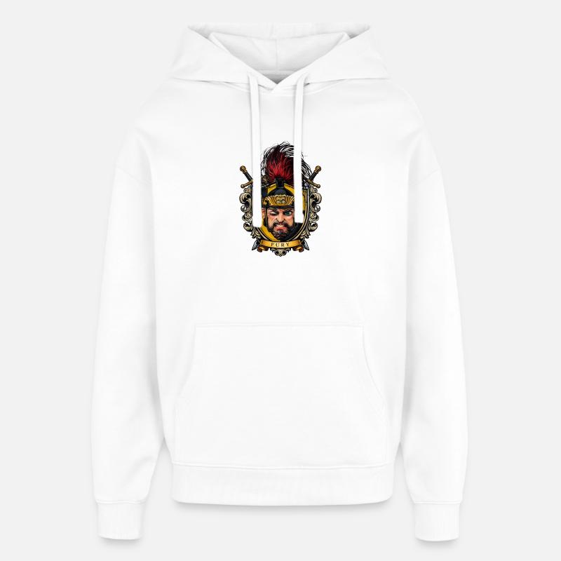 Fury Shield Warrior Crest - Oversized Unisex Hoodie by Stanley/Stella - white