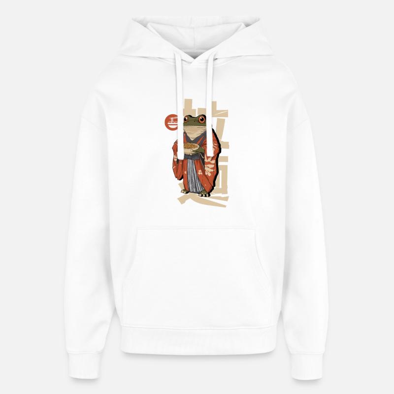 Des grenouilles mangeant des ramen - Sweat à capuche unisexe Stanley/Stella Oversized - blanc