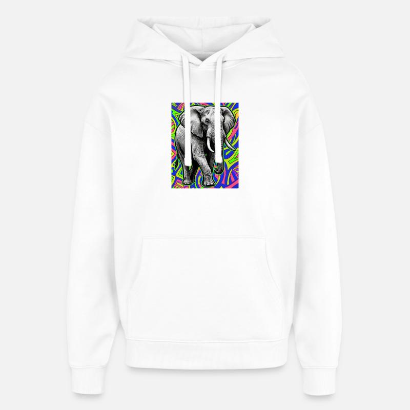 éléphant - Sweat à capuche unisexe Stanley/Stella Oversized - blanc