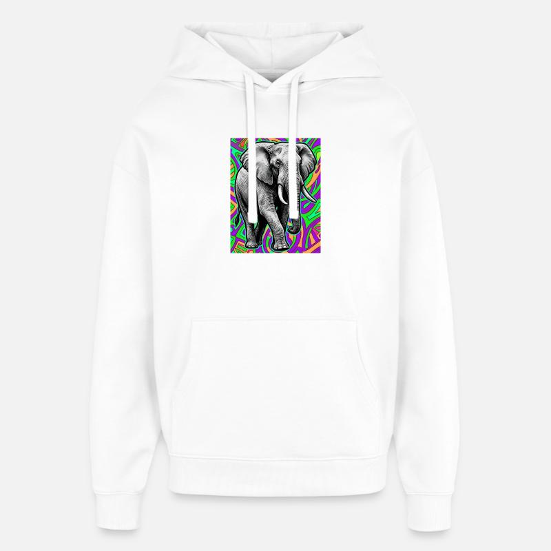 éléphant - Sweat à capuche unisexe Stanley/Stella Oversized - blanc