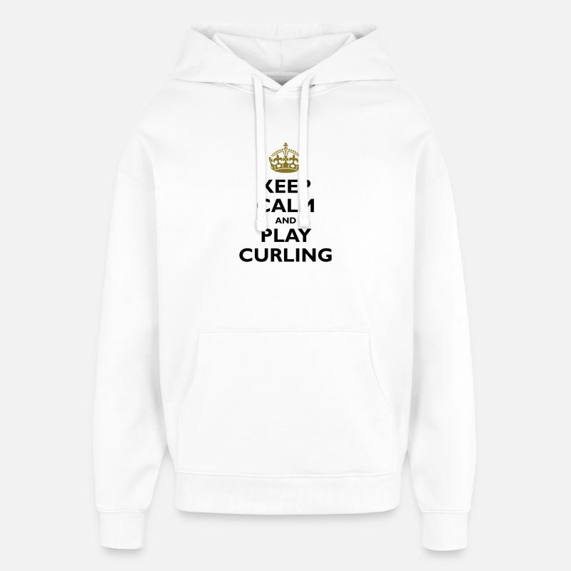 Keep calm and play curling - Oversized Unisex Hoodie by Stanley/Stella - white