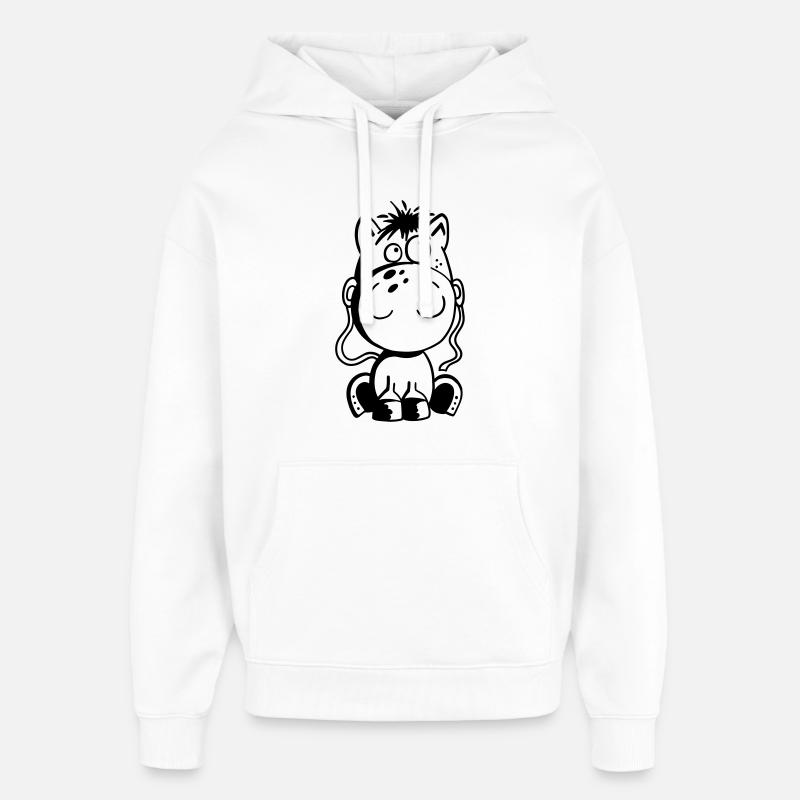 Petit cheval - poney - bande dessinée - cheval - Sweat à capuche unisexe Stanley/Stella Oversized - blanc