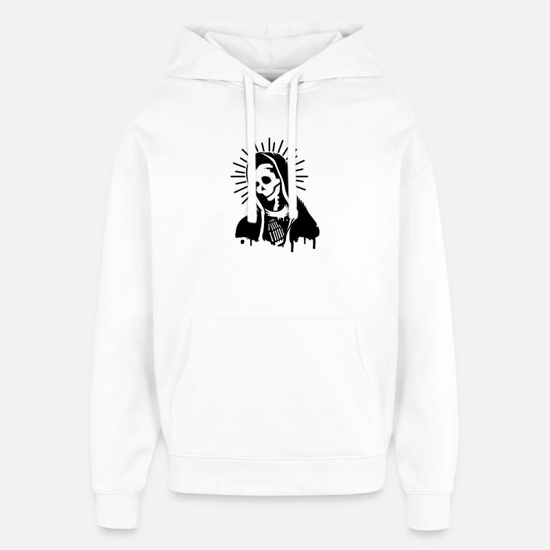 2192215 113811720 La Vierge prie - Sweat à capuche unisexe Stanley/Stella Oversized - blanc