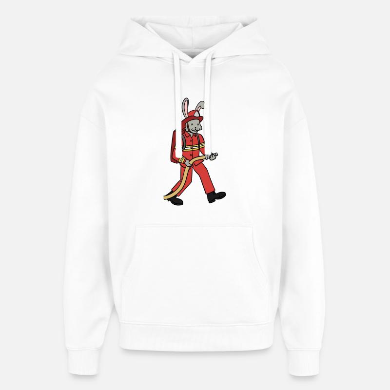 Fire brigade rabbit / rabbit firefighter - Oversized Unisex Hoodie by Stanley/Stella - white