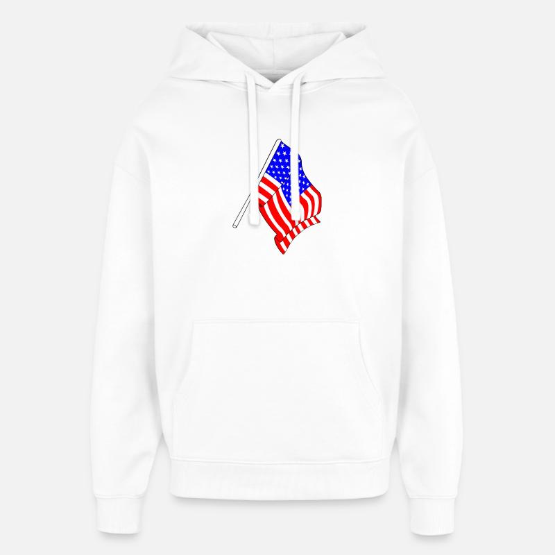 Drapeau des États-Unis, Stars and stripes - Sweat à capuche unisexe Stanley/Stella Oversized - blanc