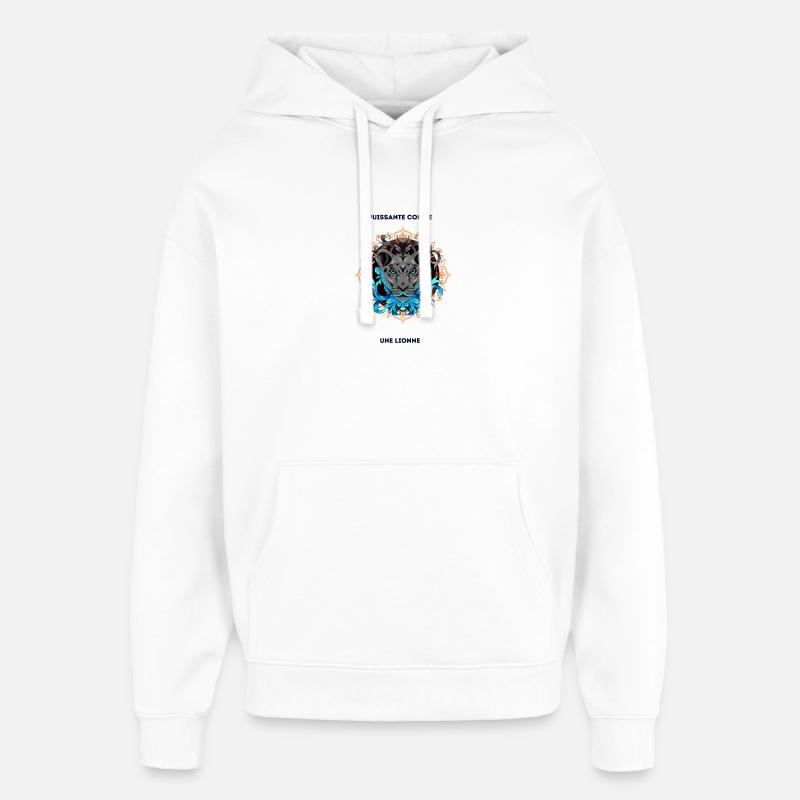 comme une lionne avec texte - Sweat à capuche unisexe Stanley/Stella Oversized - blanc