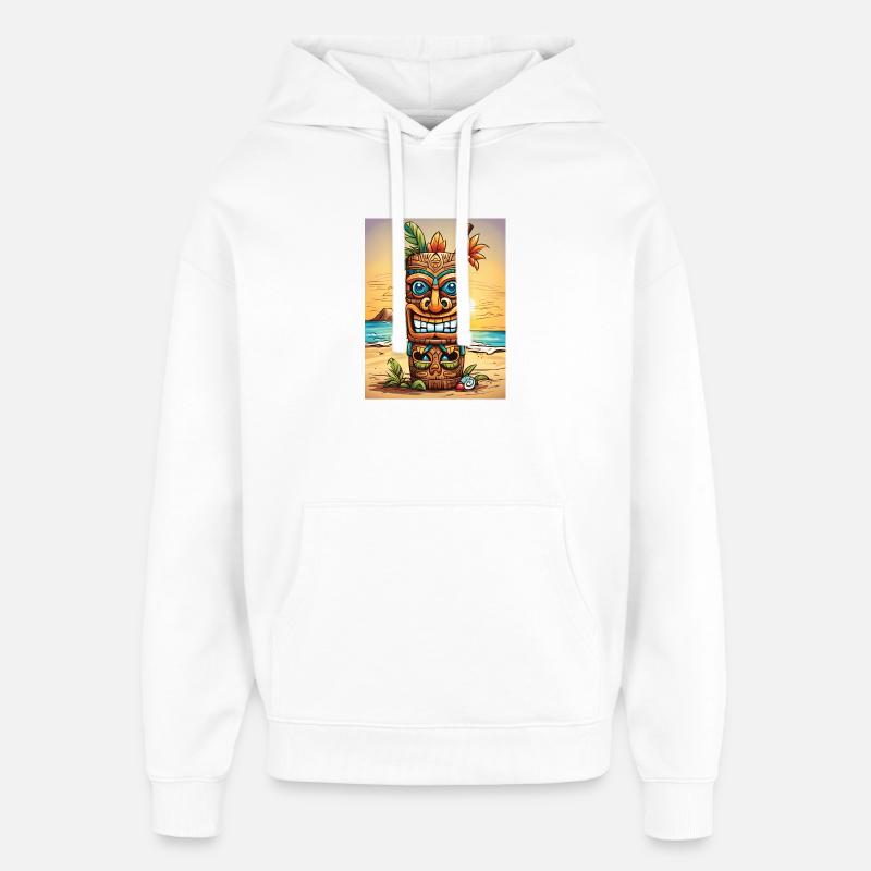 Tiki Statue - Sweat à capuche unisexe Stanley/Stella Oversized - blanc