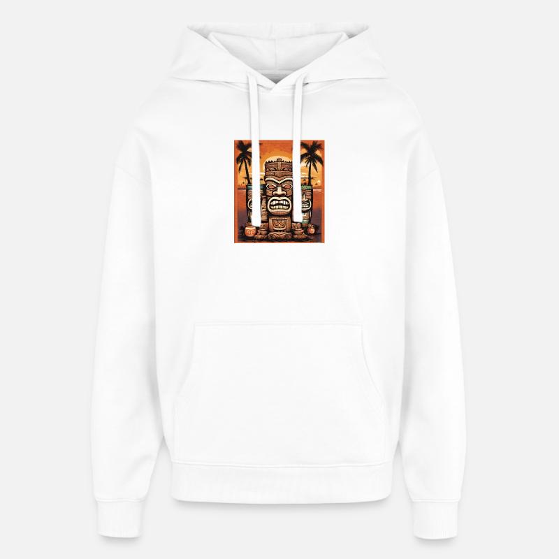 Tiki Statues - Sweat à capuche unisexe Stanley/Stella Oversized - blanc