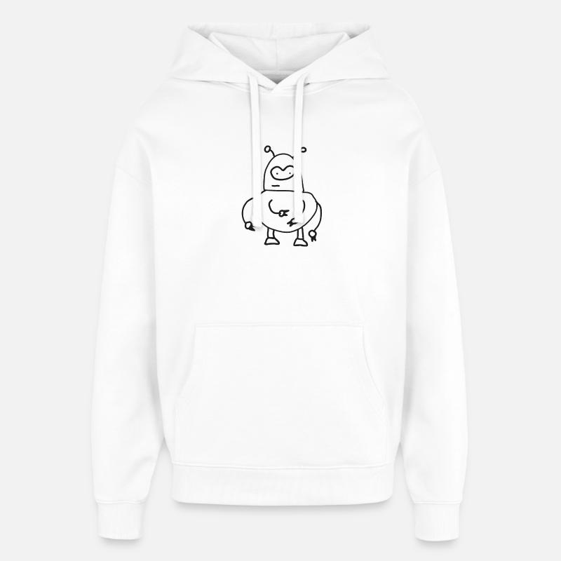 Dooddly Alien Robot Doodle - Sweat à capuche unisexe Stanley/Stella Oversized - blanc