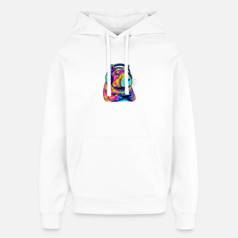 Capybara Jeux Vidéo Amusants - Sweat à capuche unisexe Stanley/Stella Oversized - blanc