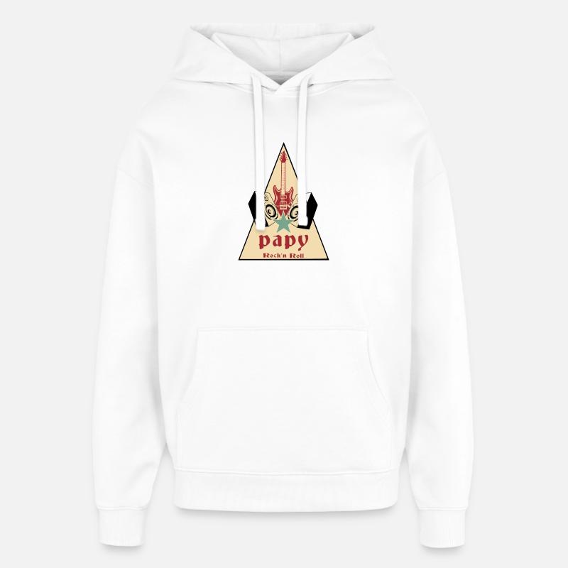 Papy rock'n roll - Sweat à capuche unisexe Stanley/Stella Oversized - blanc