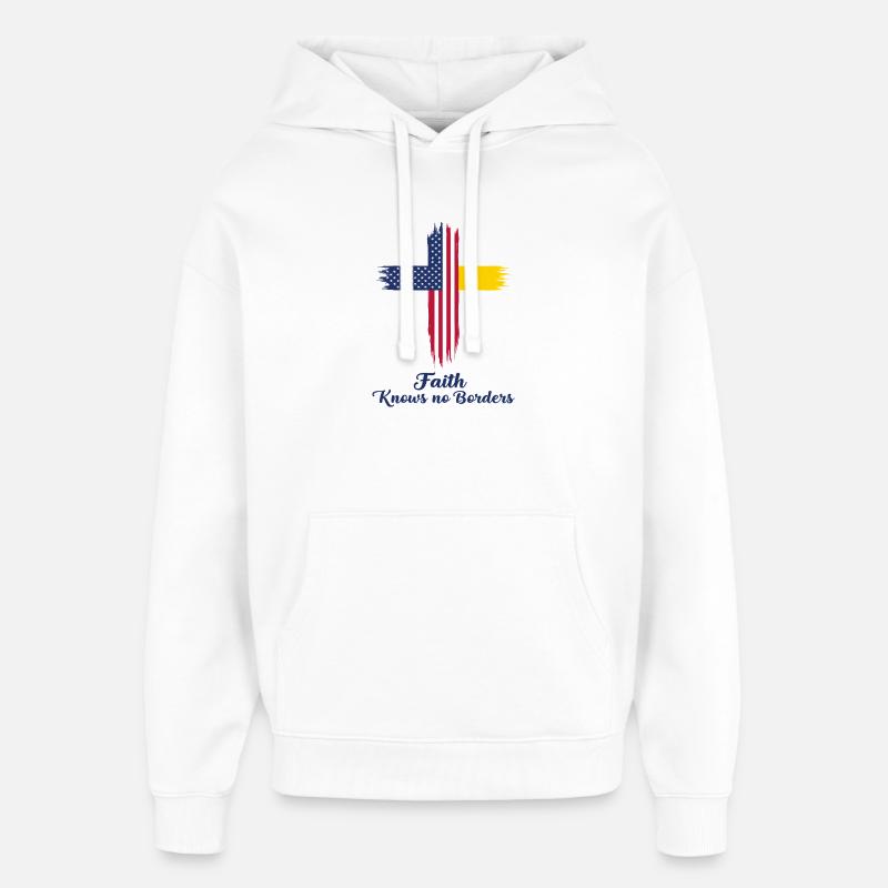Drapeau américain et du Vatican - Sweat à capuche unisexe Stanley/Stella Oversized - blanc