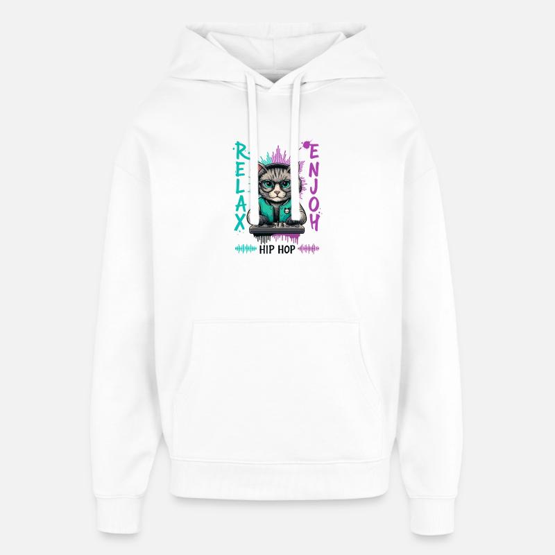 CatDJ Hip-Hop Splash - Sweat à capuche unisexe Stanley/Stella Oversized - blanc
