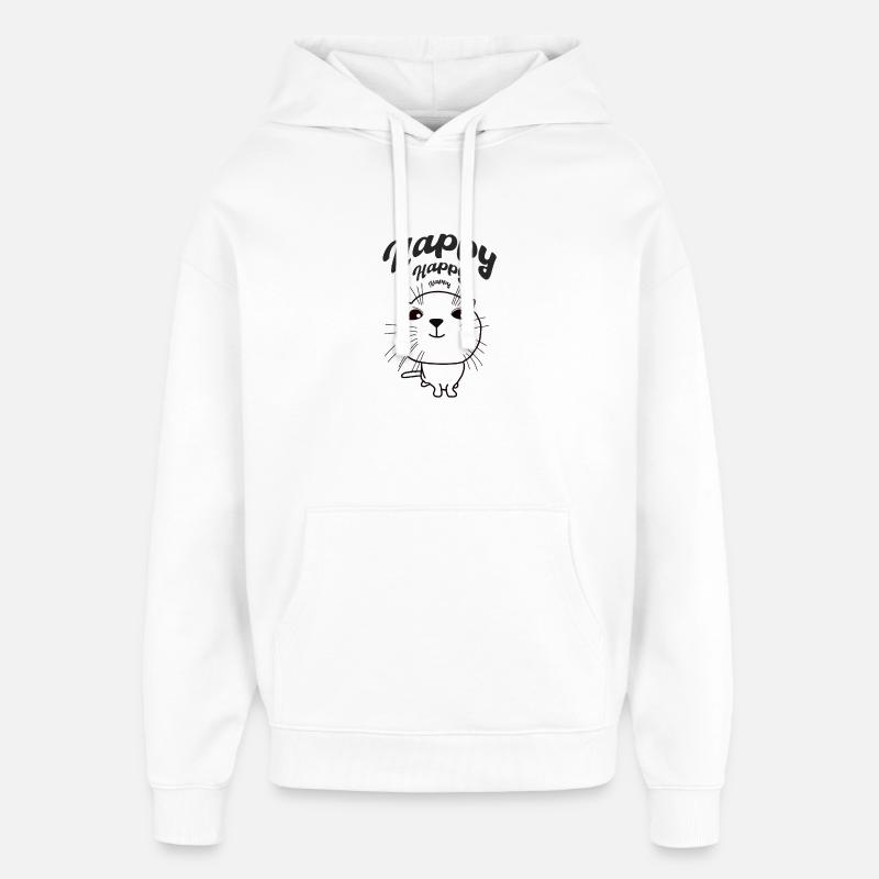 Chat heureux - Sweat à capuche unisexe Stanley/Stella Oversized - blanc