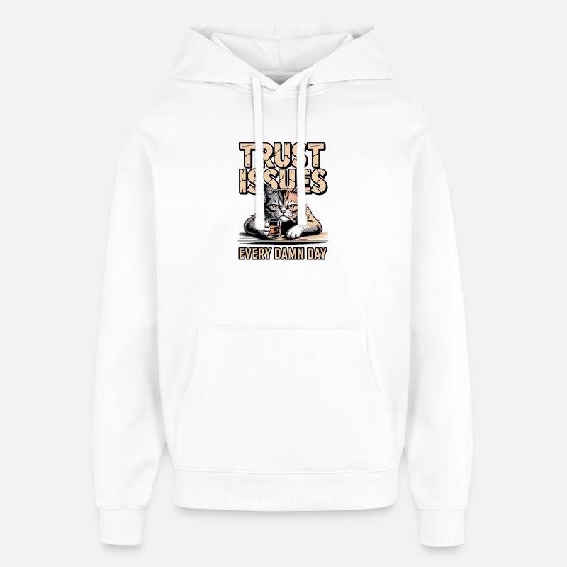 Trust Issues Cat - Oversized Unisex Hoodie by Stanley/Stella - white