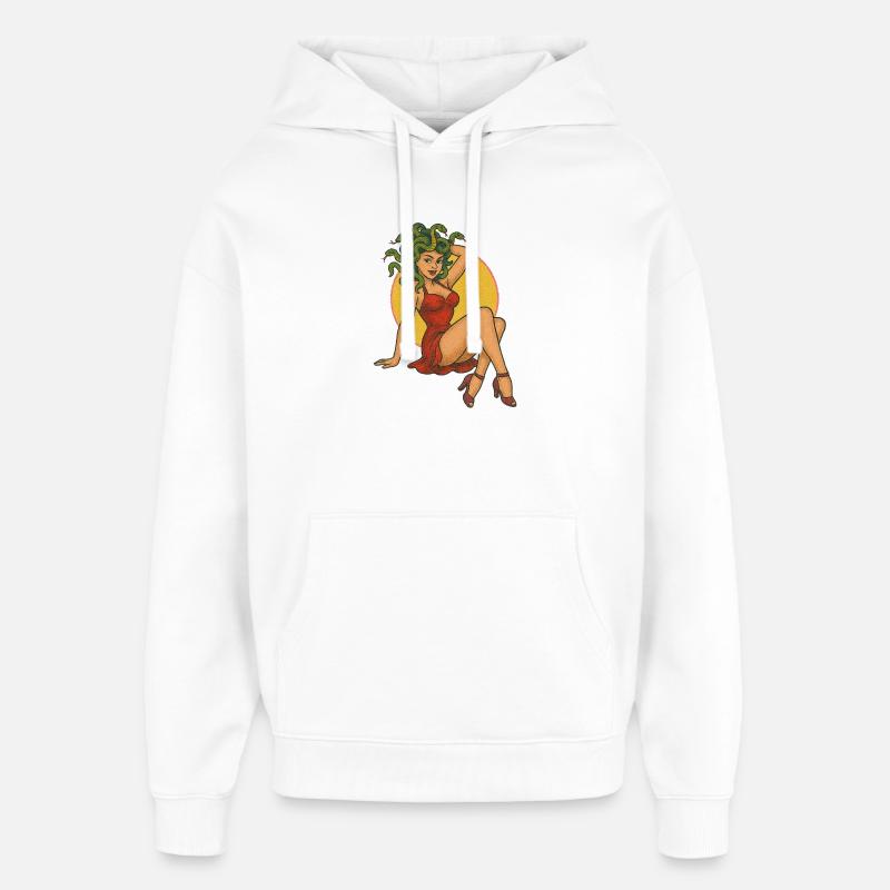 Design d’art rétro inspiré de Méduse - Sweat à capuche unisexe Stanley/Stella Oversized - blanc