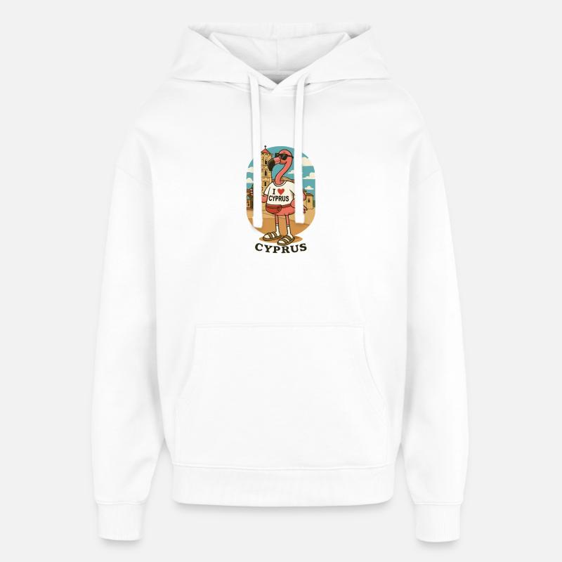 Flamant rose de Chypre - Sweat à capuche unisexe Stanley/Stella Oversized - blanc