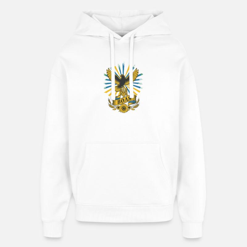 Ukraine Liberté Cimier Colombe Tournesols - Sweat à capuche unisexe Stanley/Stella Oversized - blanc