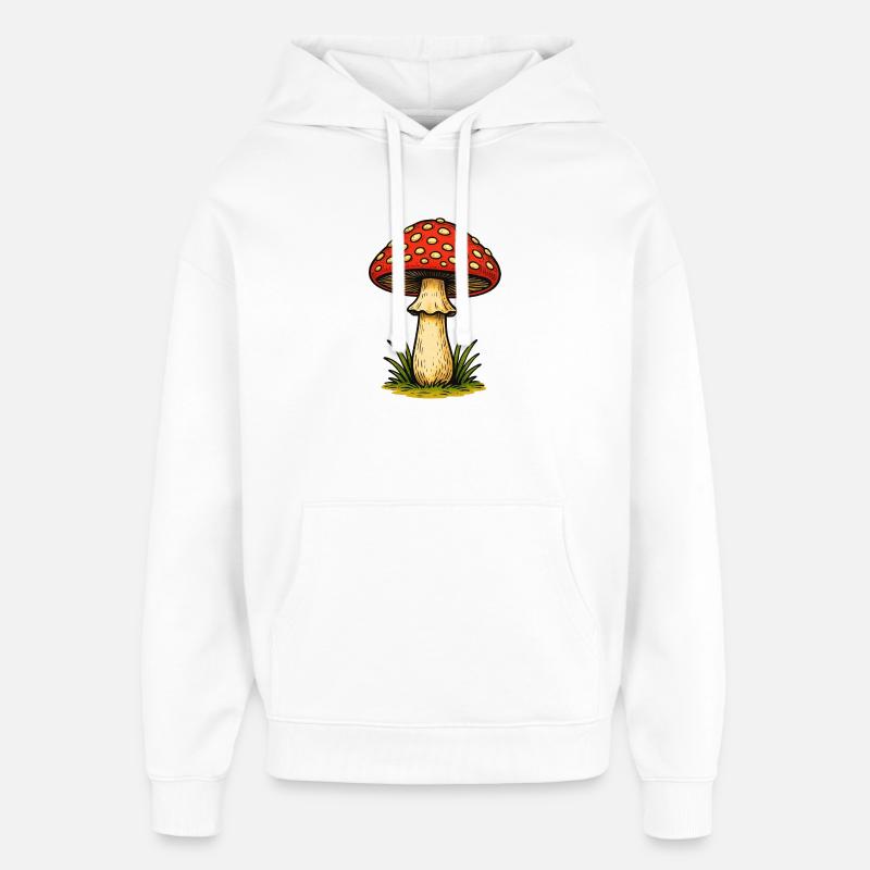 Red Toadstool Retro - Oversized Unisex Hoodie by Stanley/Stella - white
