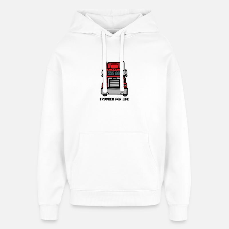 Illustration de camion frontal - Sweat à capuche unisexe Stanley/Stella Oversized - blanc