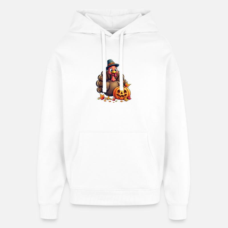 Thanksgiving Drôle Dinde de Thanksgiving - Sweat à capuche unisexe Stanley/Stella Oversized - blanc