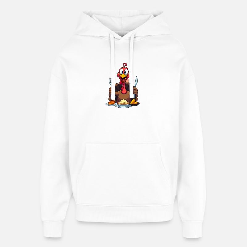 Thanksgiving Drôle Dinde de Thanksgiving - Sweat à capuche unisexe Stanley/Stella Oversized - blanc