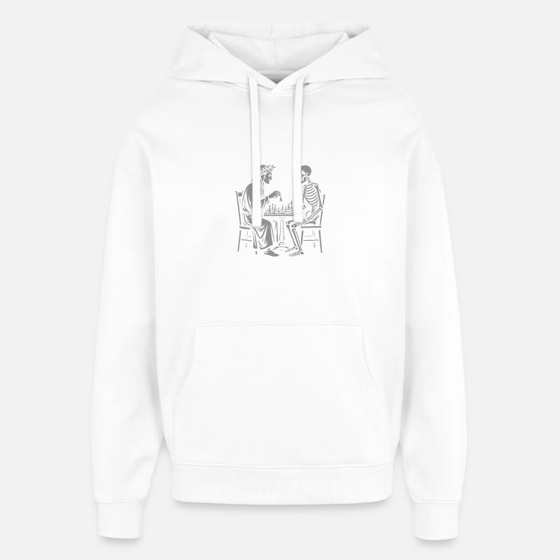 Partie d’échecs Dante et Skeleton - Sweat à capuche unisexe Stanley/Stella Oversized - blanc