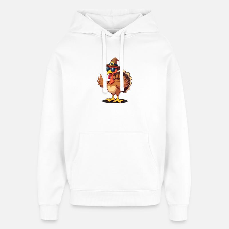 Thanksgiving Drôle Dinde de Thanksgiving - Sweat à capuche unisexe Stanley/Stella Oversized - blanc