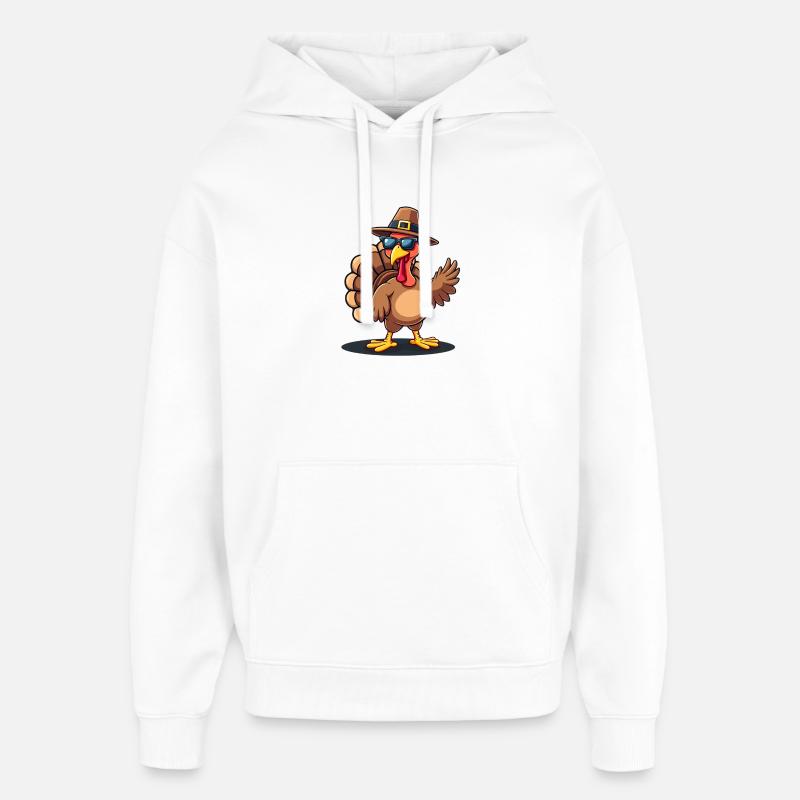 Thanksgiving Drôle Dinde de Thanksgiving - Sweat à capuche unisexe Stanley/Stella Oversized - blanc