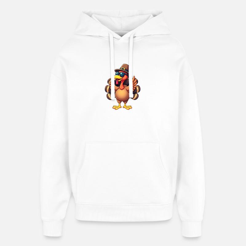 Thanksgiving Drôle Dinde de Thanksgiving - Sweat à capuche unisexe Stanley/Stella Oversized - blanc