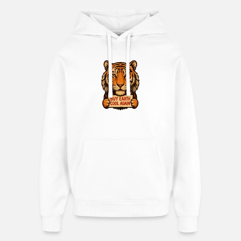 Tiger sagt: Make Eath Cool Again - Oversized Unisex Hoodie von Stanley/Stella - Weiß