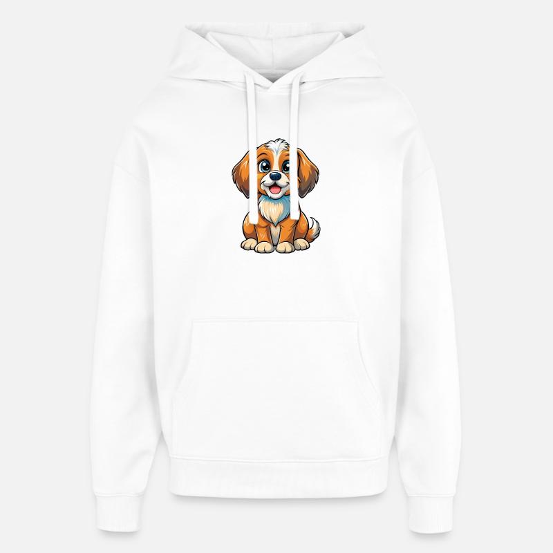 Chiot assis - Sweat à capuche unisexe Stanley/Stella Oversized - blanc