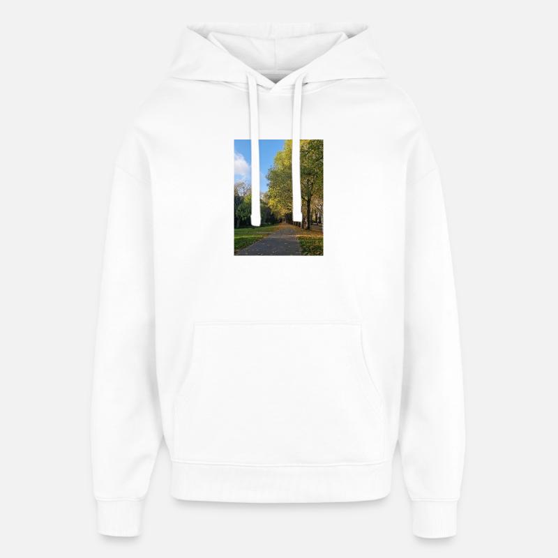 Chemin d’automne à travers Lauballee - Sweat à capuche unisexe Stanley/Stella Oversized - blanc