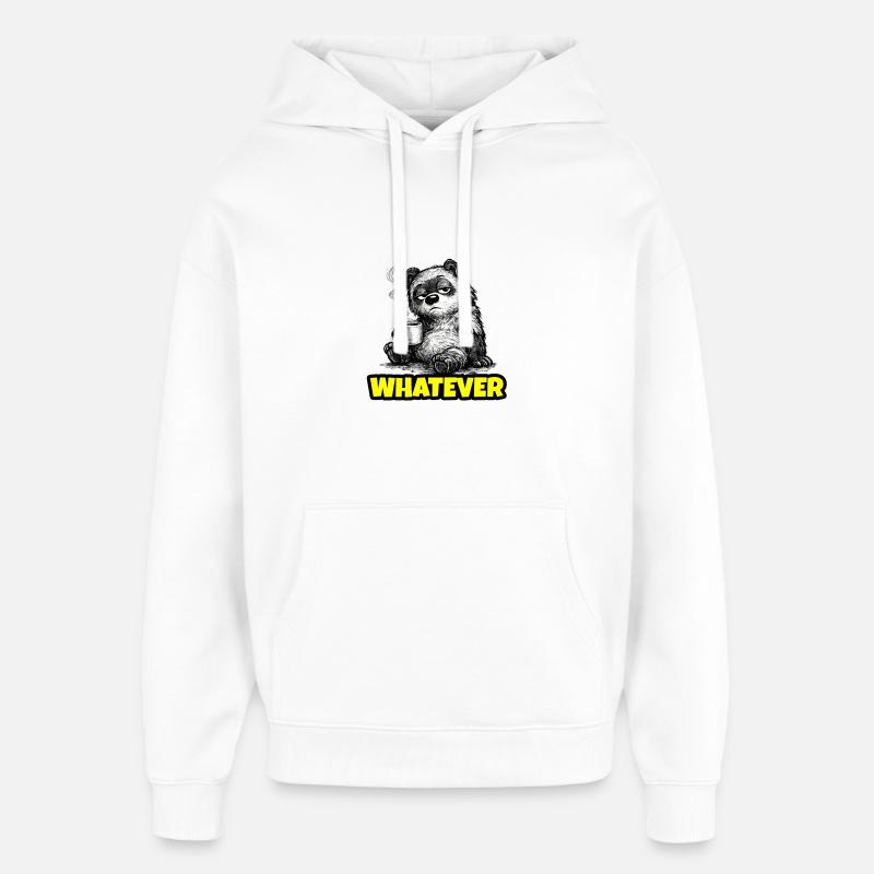 Whatever – Grumpy Bear Coffee (Sketch) - Sweat à capuche unisexe Stanley/Stella Oversized - blanc
