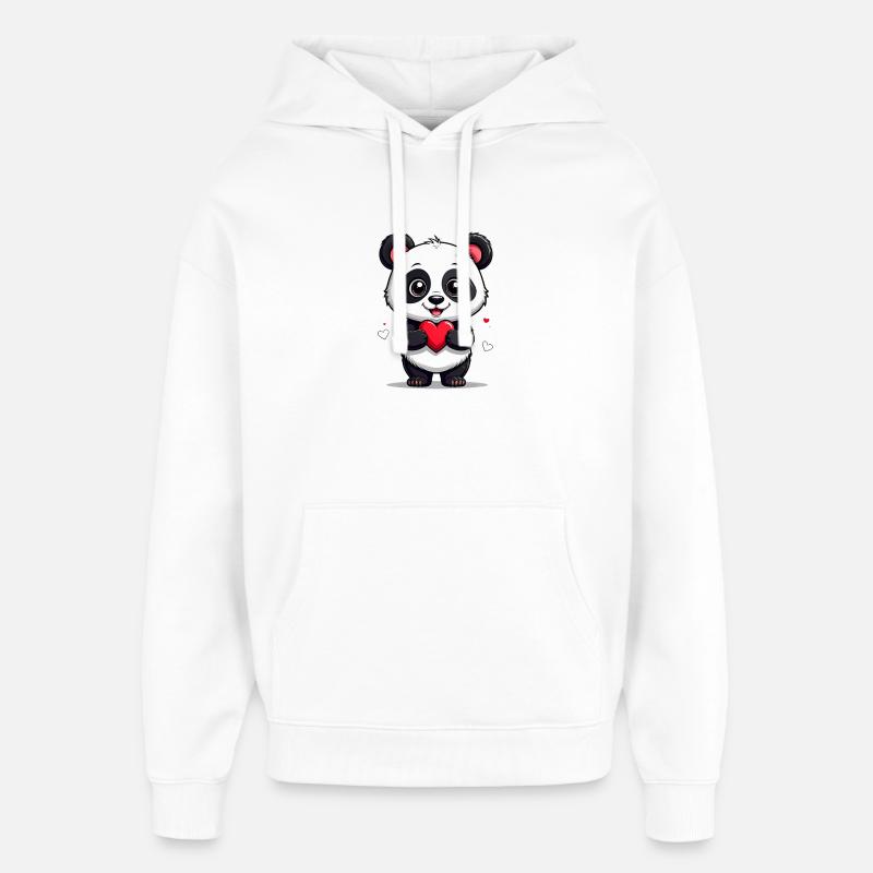 Panda avec le cœur - Sweat à capuche unisexe Stanley/Stella Oversized - blanc