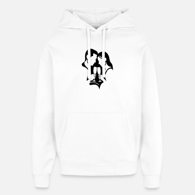 Silhouettes sombres avec du vin - Sweat à capuche unisexe Stanley/Stella Oversized - blanc