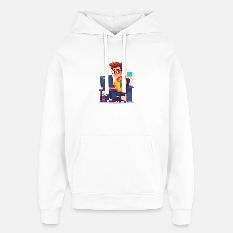 Programmer or nerd - Oversized Unisex Hoodie by Stanley/Stella - white