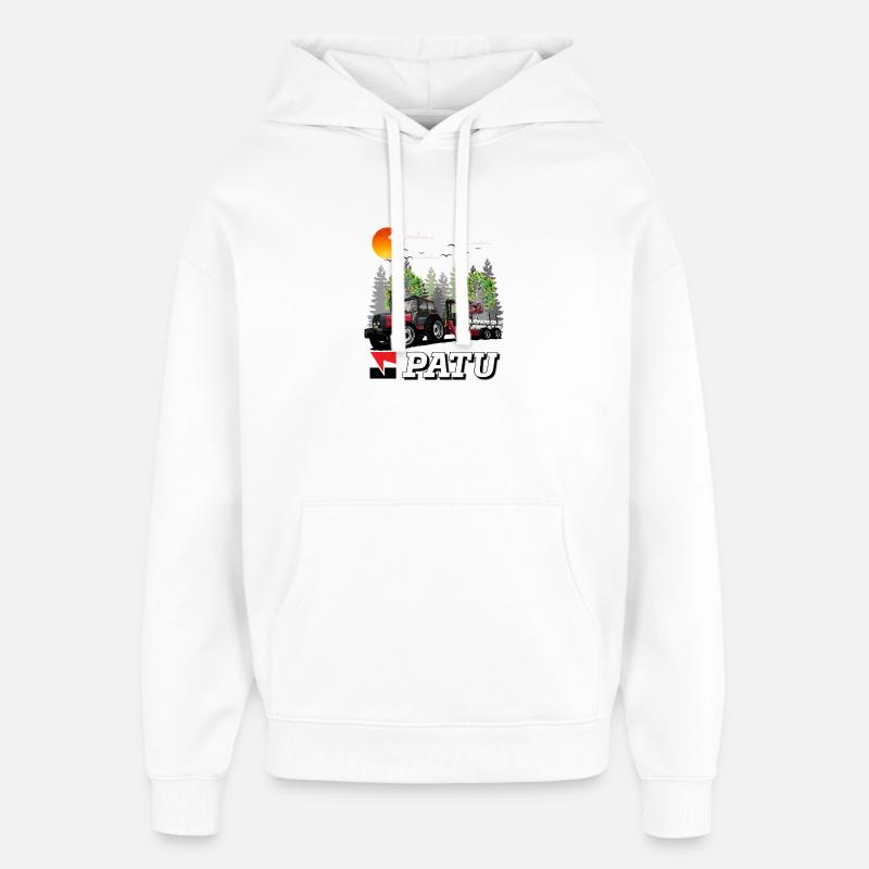 Tracteur machine forestier de Patu - Sweat à capuche unisexe Stanley/Stella Oversized - blanc