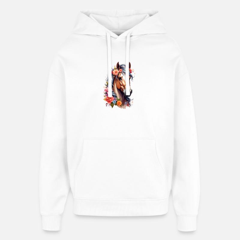 Cheval - Sweat à capuche unisexe Stanley/Stella Oversized - blanc