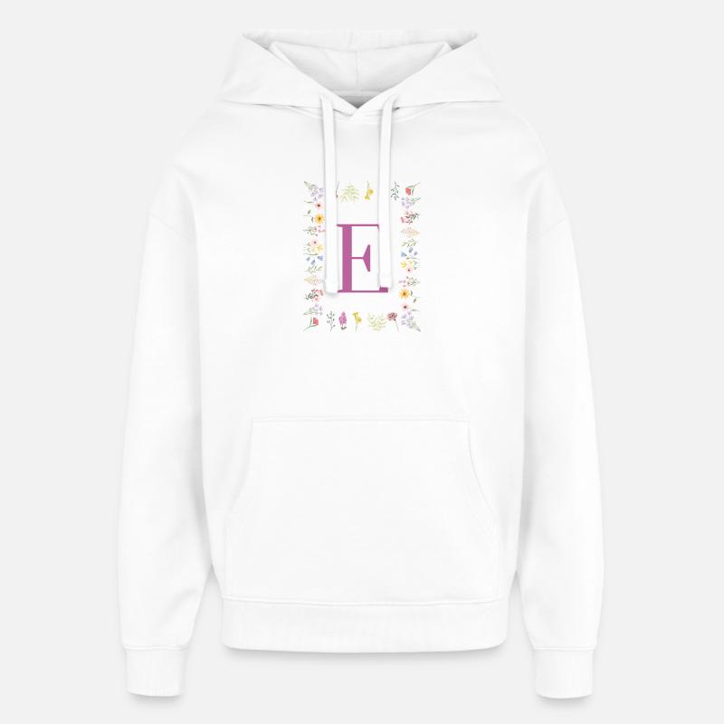Monogram E with spring blossoms - Oversized Unisex Hoodie by Stanley/Stella - white